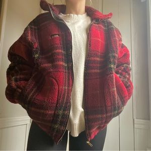 Early 2000’s Woolrich Flannel Sherpa Zip Up | Large